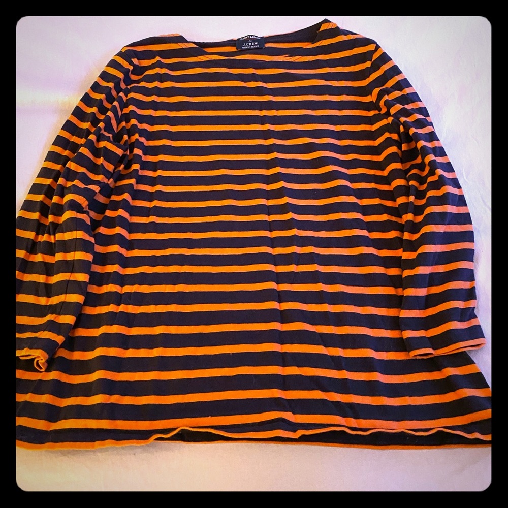 St. James for JCrew Blue and Orange Striped Shirt